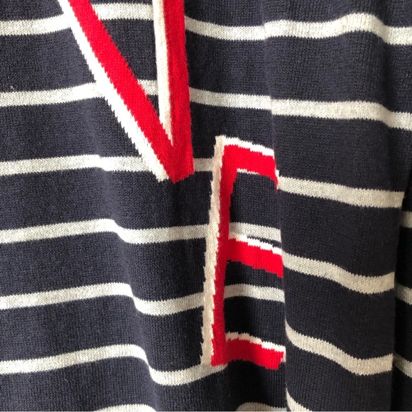 Talbots Size 1XP Blue Stripe LOVE” Crewneck Sweater - Picture 5 of 10